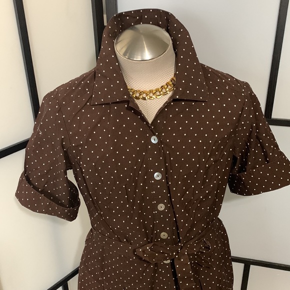 CONNECTED Women's Grandmacore Polka Dot Button Front Cotton Spring Size 14 BIN A - Picture 4 of 16